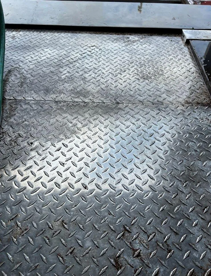 HVAC metal and diamond plate after HCR cleaning