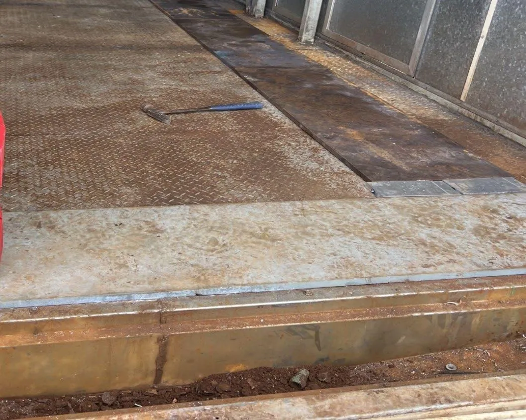HVAC metal and diamond plate before HCR cleaning