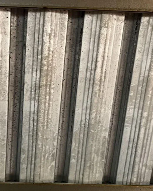 Restaurant hood filter after VertKleen degreasing
