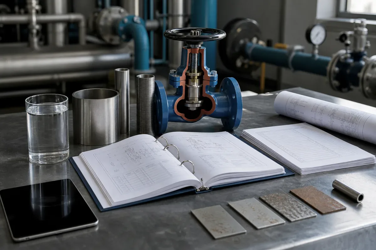 Product documents, pipe samples, and water-system components