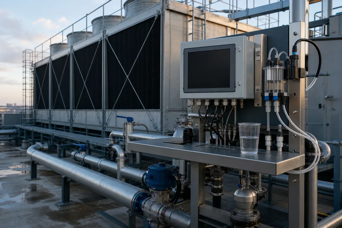 Cooling-tower monitoring and water-treatment equipment
